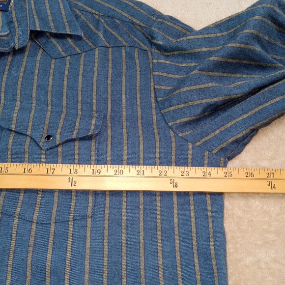 Panhandle Slim Vintage USA Flannel Pearl Snap Long Sleeve Shirt Men's 17.5X36 Bl - Picture 6 of 7